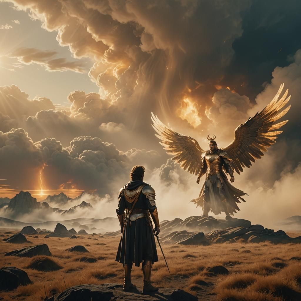 Ra in Ethereal Realm with Valkyries and Angels