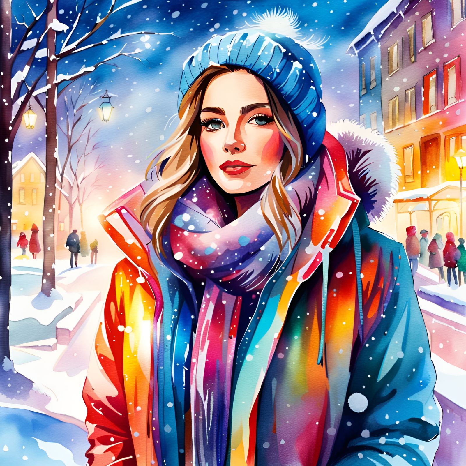 Gorgeous Girl in Snowy Winter Wonderland