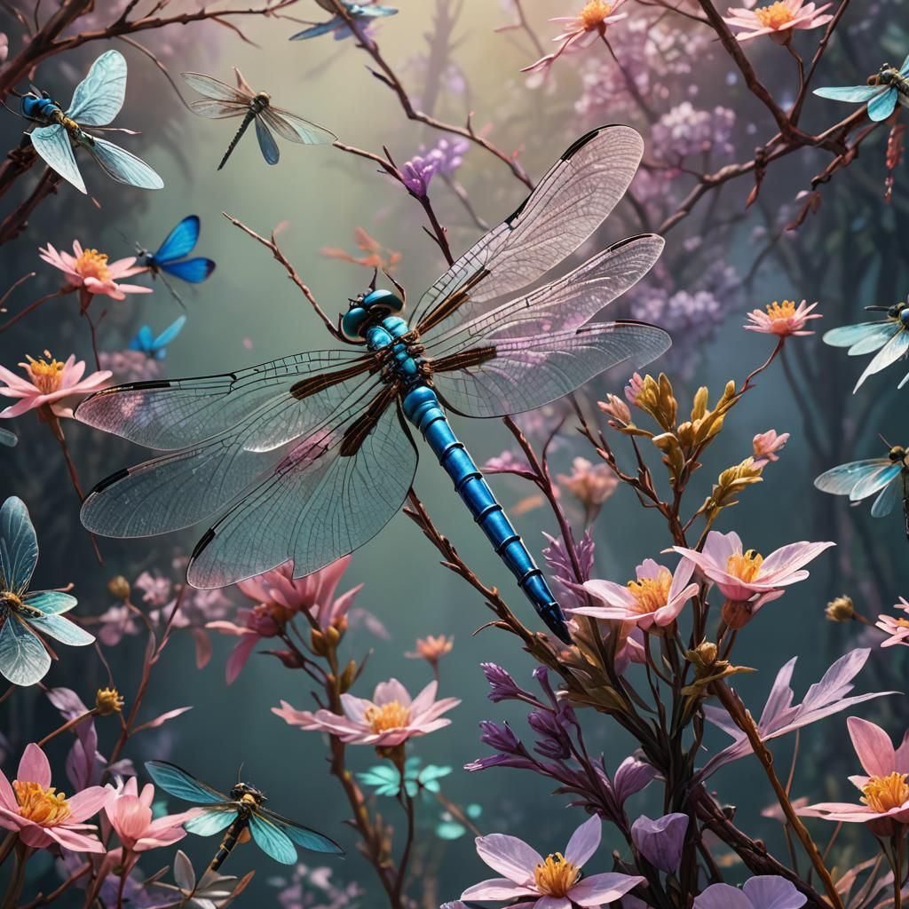 Pastel Dragonfly: Detailed Fantasy Concept Art