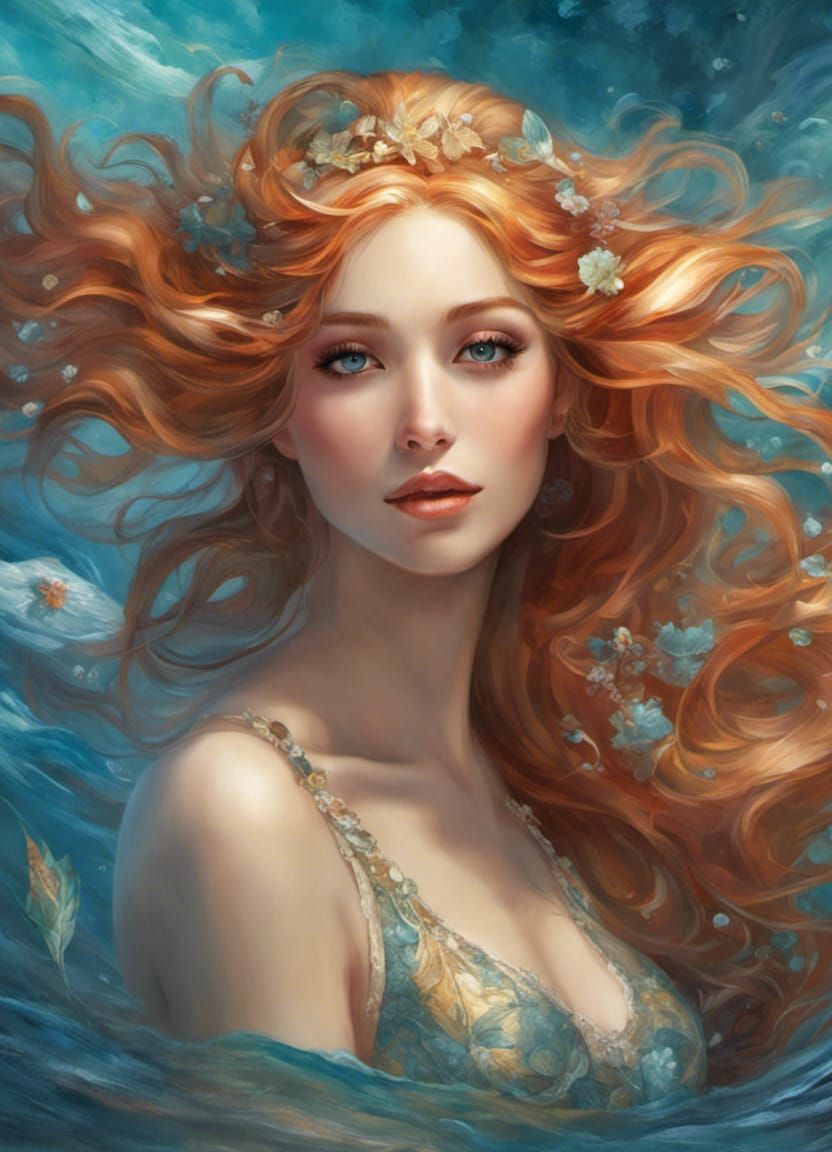 Ethereal Mermaid in a Romantic Maximalist Style