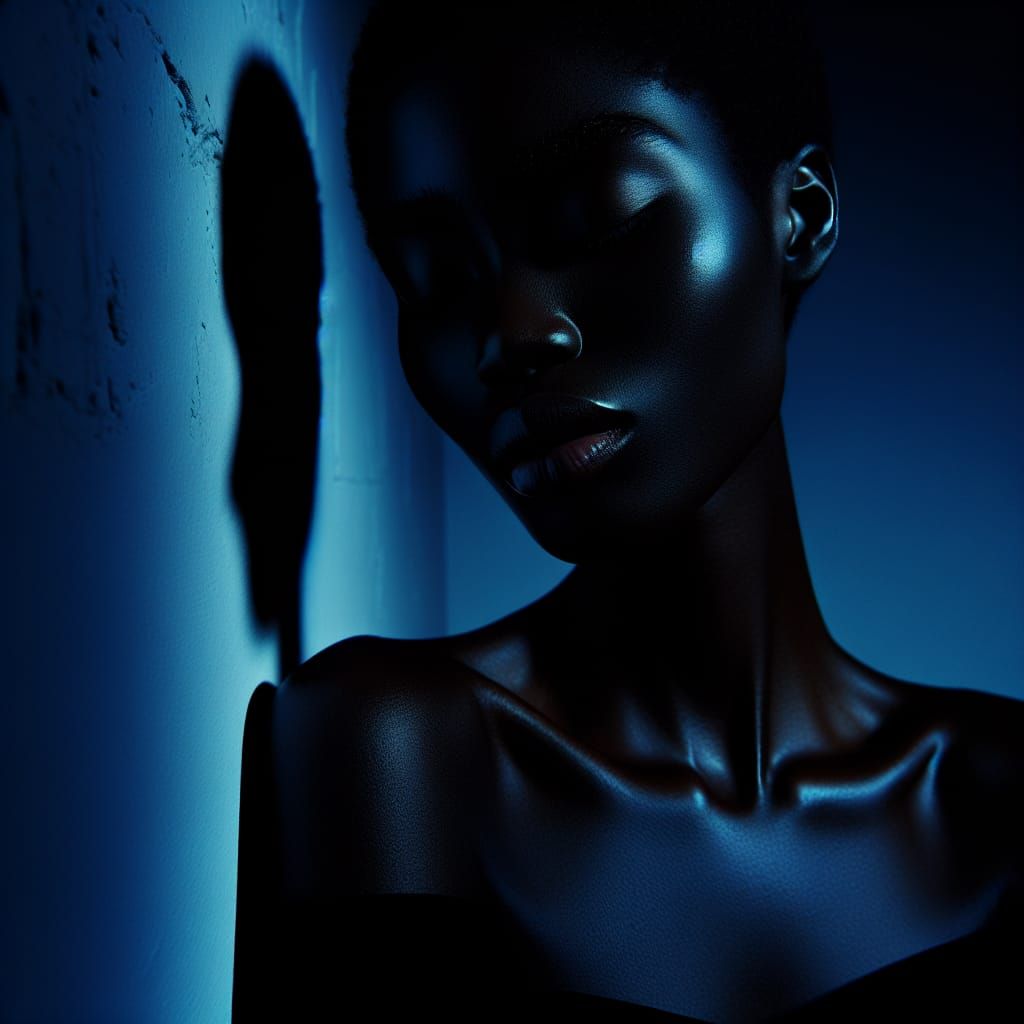 Evocative Portrait of Woman in Dramatic Chiaroscuro Lighting