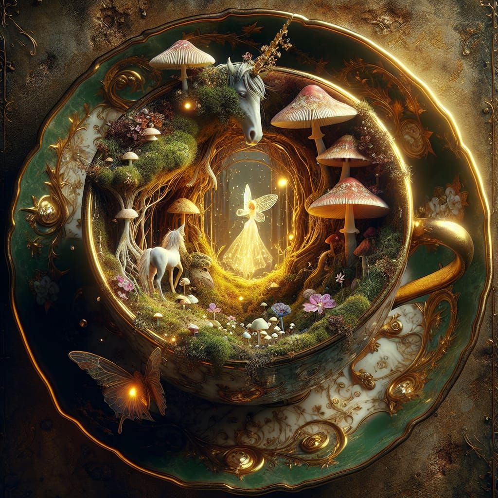 Miniature Forest Inside Antique Teacup