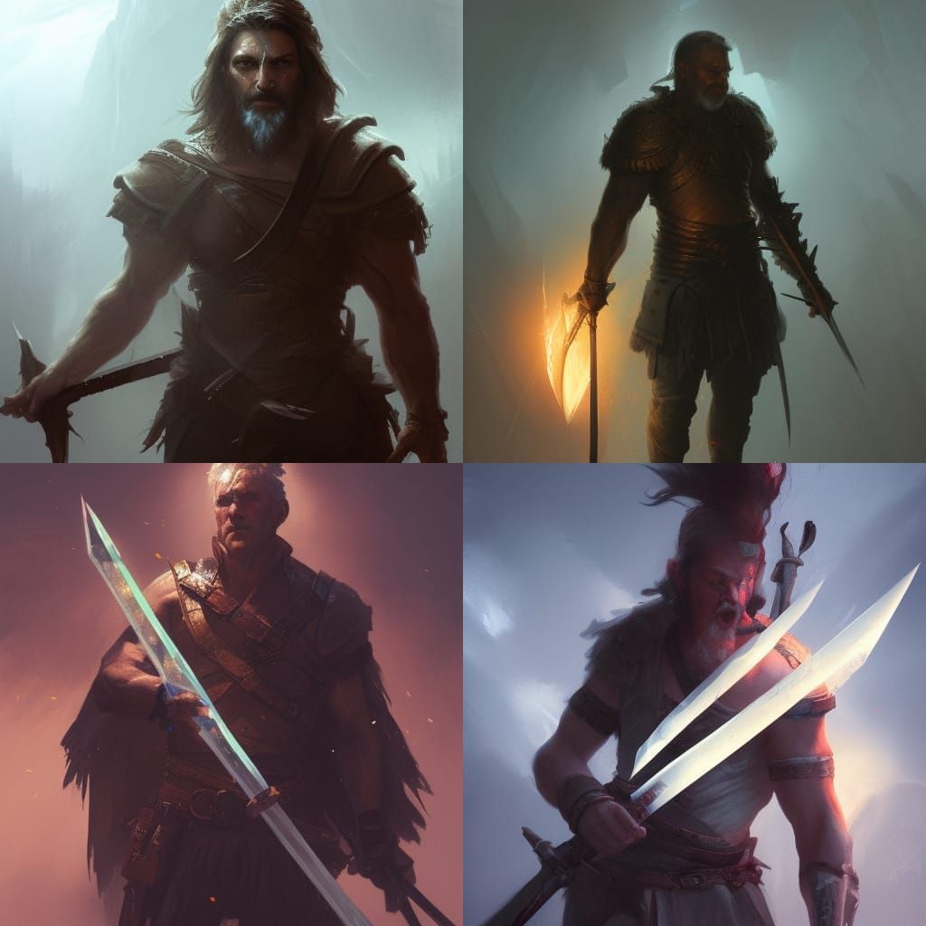 Dark Fantasy Warrior with Broken Crystal Sword