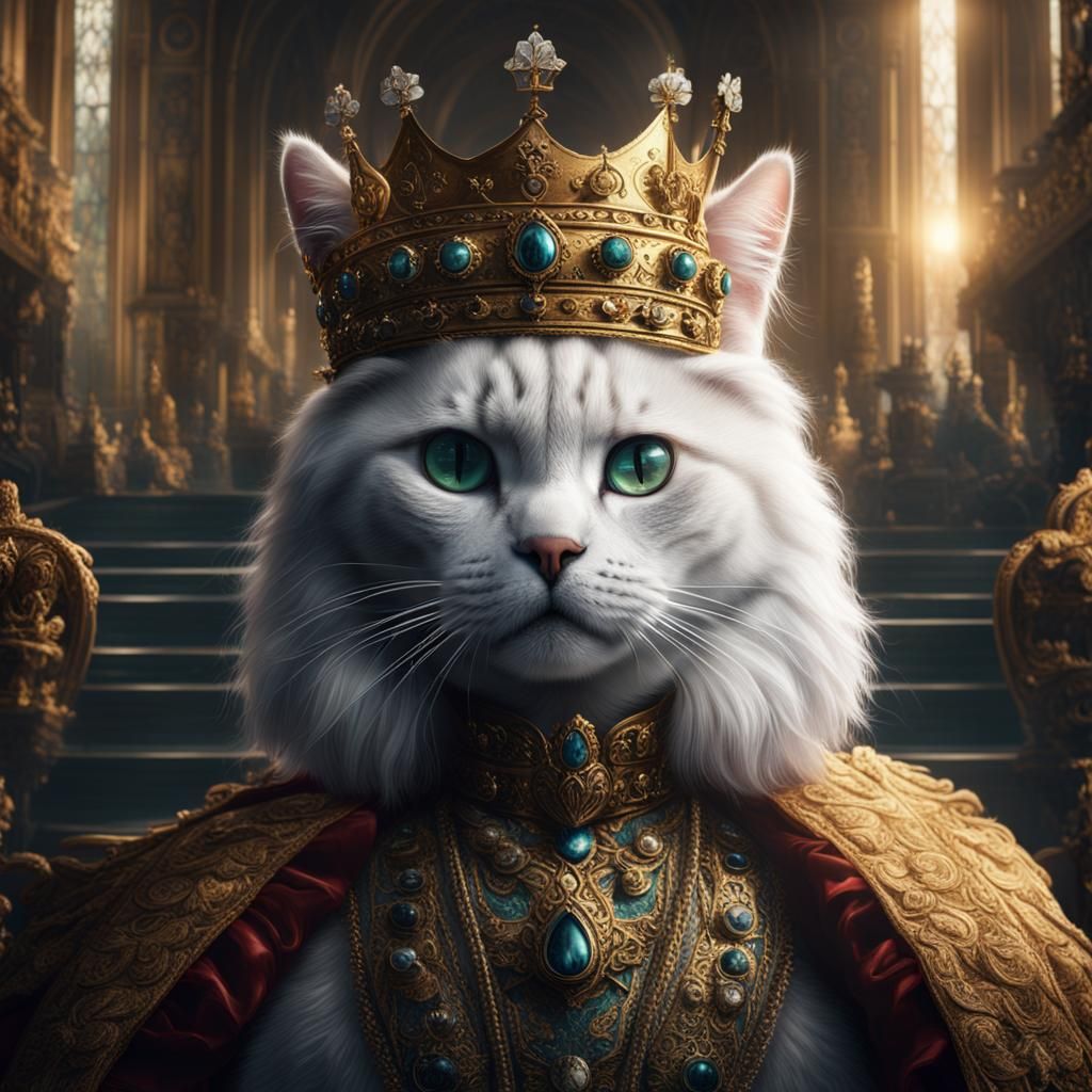 Majestic Cat Queen: Epic Digital Painting