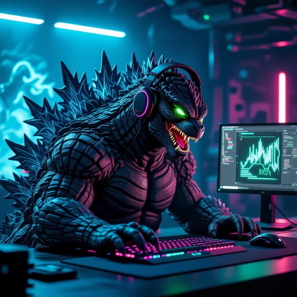 Godzilla Gaming on a Futuristic PC