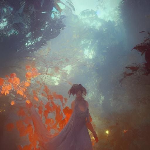 Transparent Concept Art in Orange and Teal