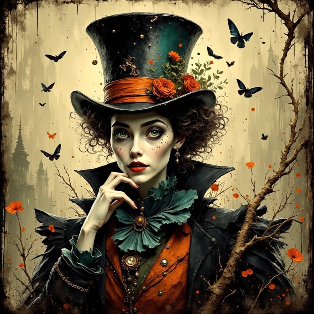 Mad Hatter's Whimsical Tea Party Scene
