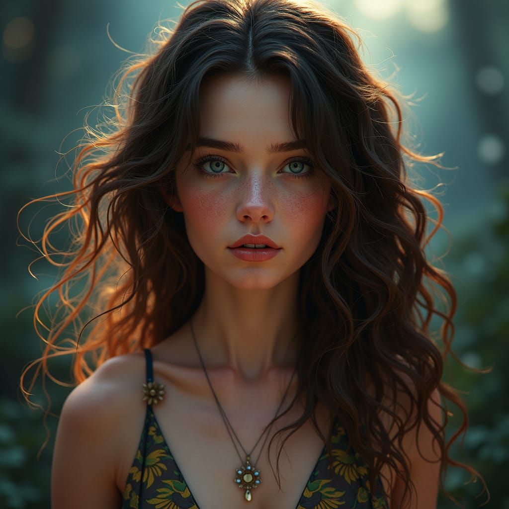 Striking Portrait of a Young Woman in Art Nouveau Style