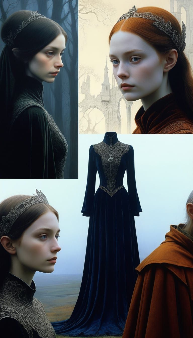 Majestic Medieval Gown in Elvish Style
