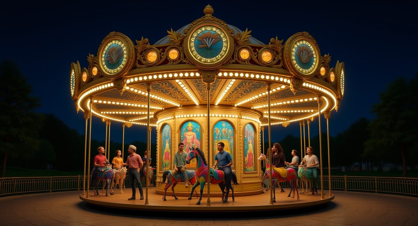 Hyperrealistic Constellation Carousel at Epic Universe Night