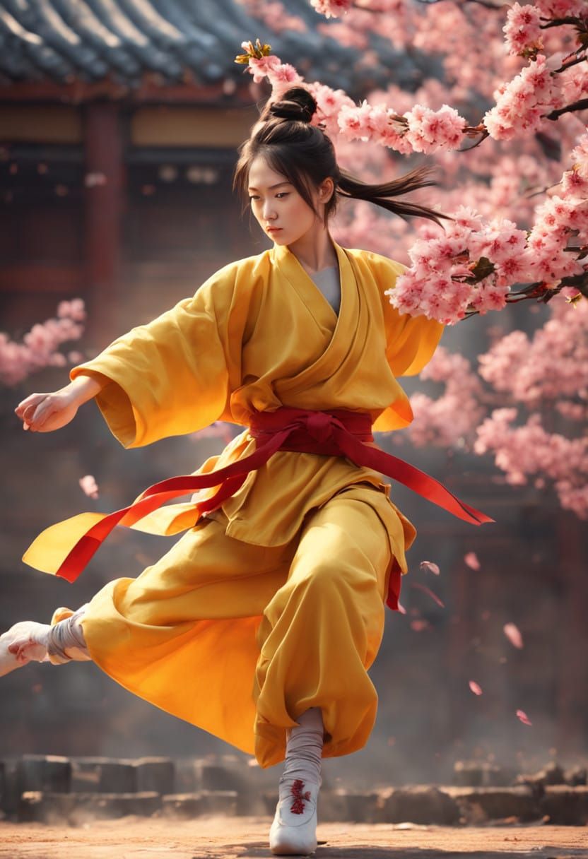 Martial Artist in Winter Landscape