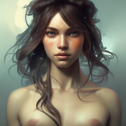 Detailed Portrait of Human Hybrid in Art Nouveau Style