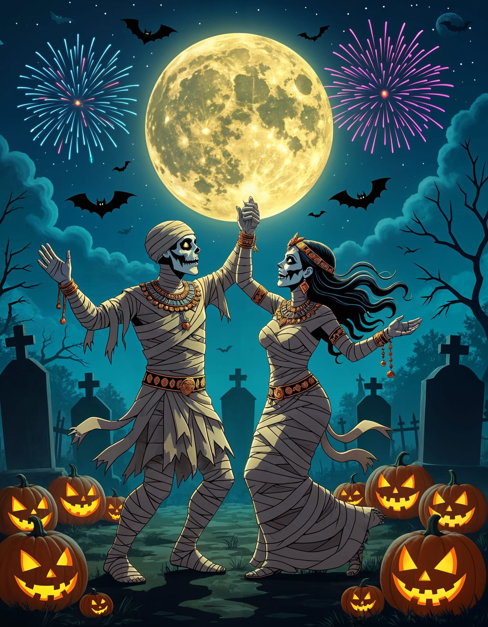 Mummy Couple's New Year's Eve Waltz Amidst Halloween Spectac...