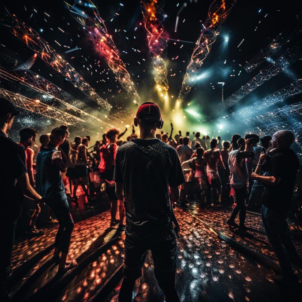 Hyperrealistic Rave Party Scene in HDR
