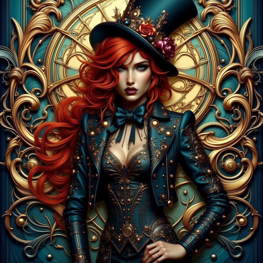 Steampunk Mad Hatter in Art Nouveau Punk Style