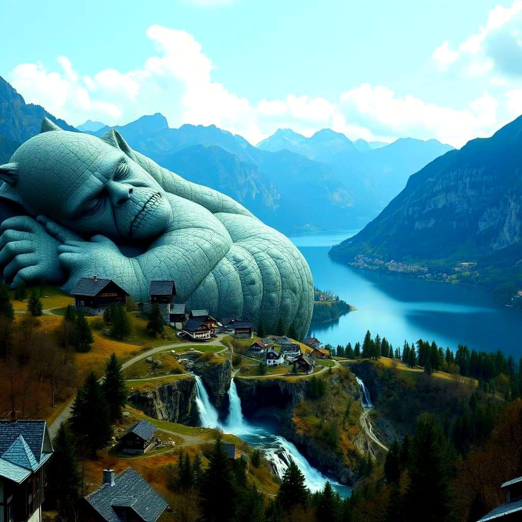 Dreamlike Troll Landscape with Crystal Lake