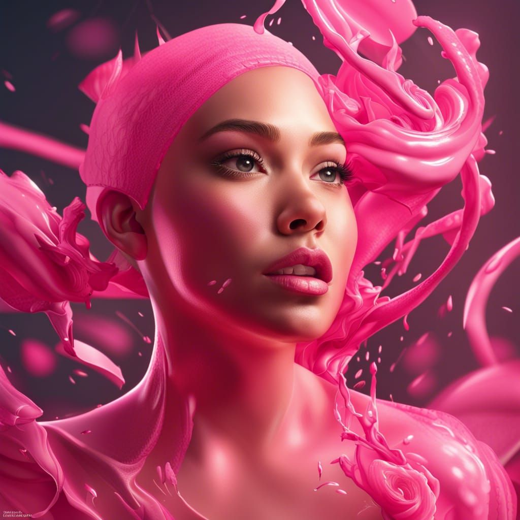 Breast Cancer Awareness Month: Hyperrealistic Splash Art
