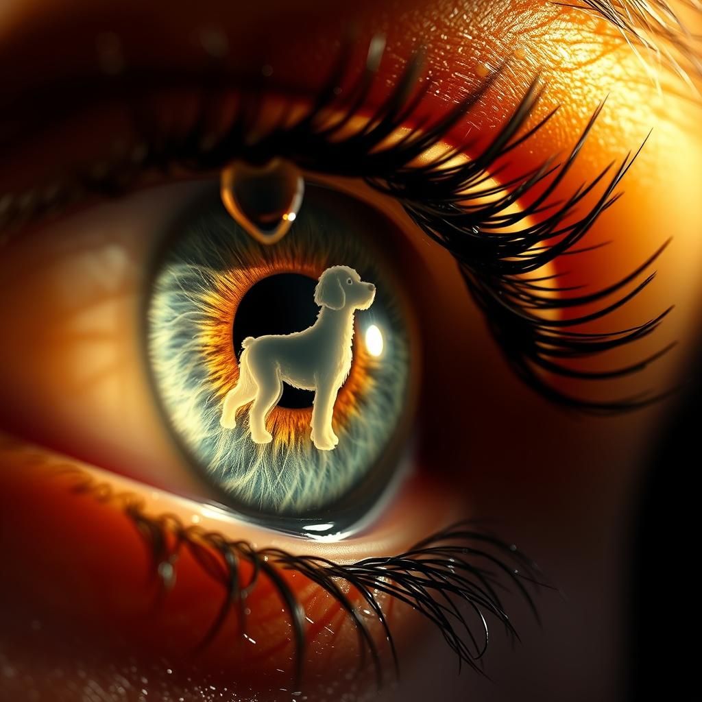 Hyperrealistic Eye Reflecting Poodle Silhouette