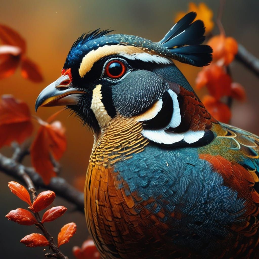 California Quail in Autumn Masterpiece
