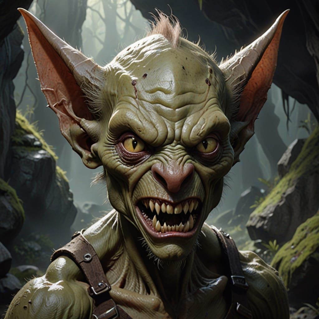 Hairless Goblin Monster in Cave