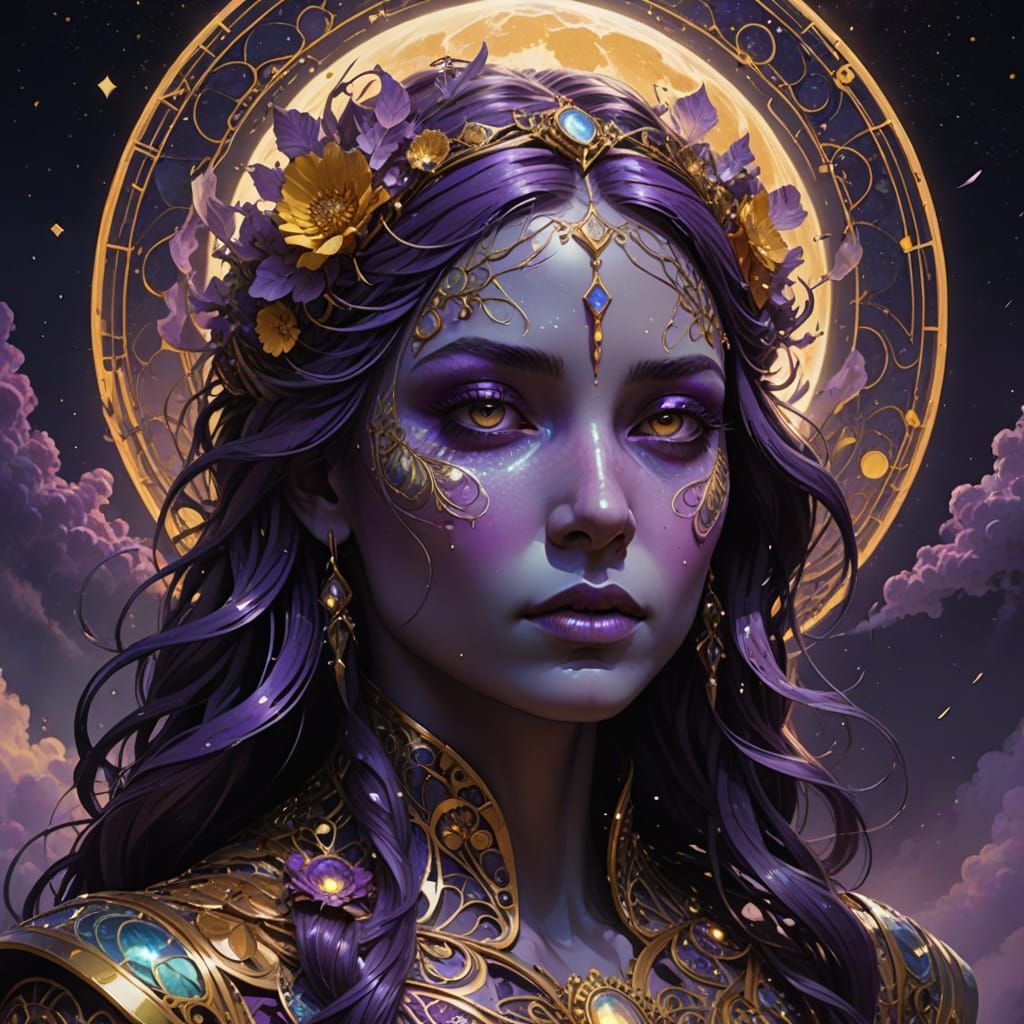 Surreal Crystalline Fingerprint Portrait with Dual Heads