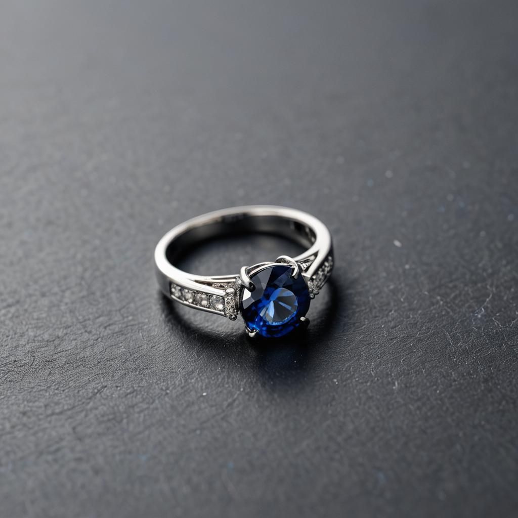 Sapphire Ring Macro Photography, High Contrast Close-Up