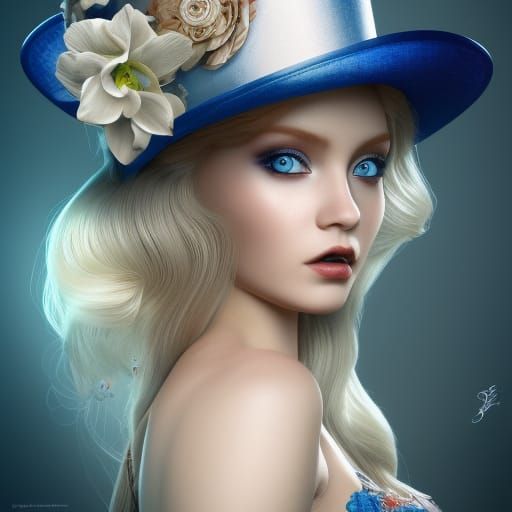 Hyperdetailed Sci-Fi Portrait of a Woman with Top Hat