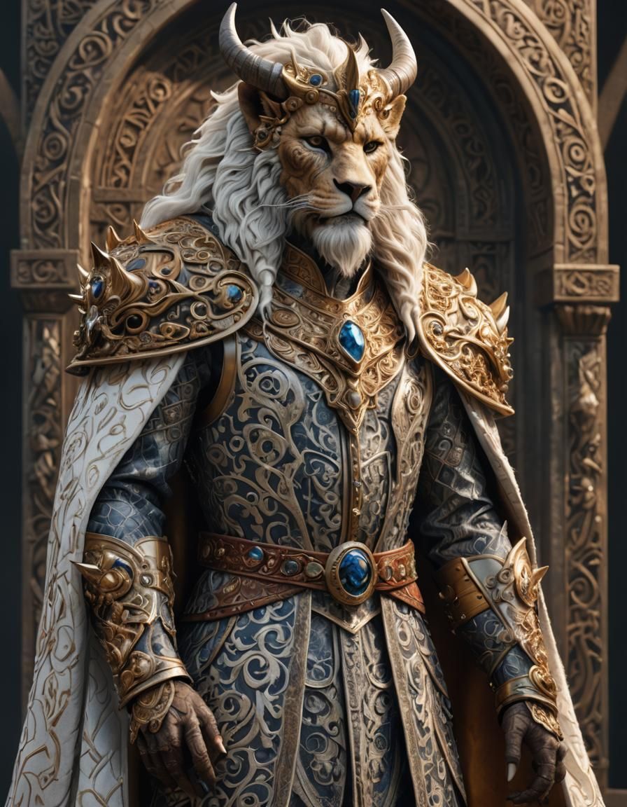 Majestic Humanoid King Portrait in Realistic Detail