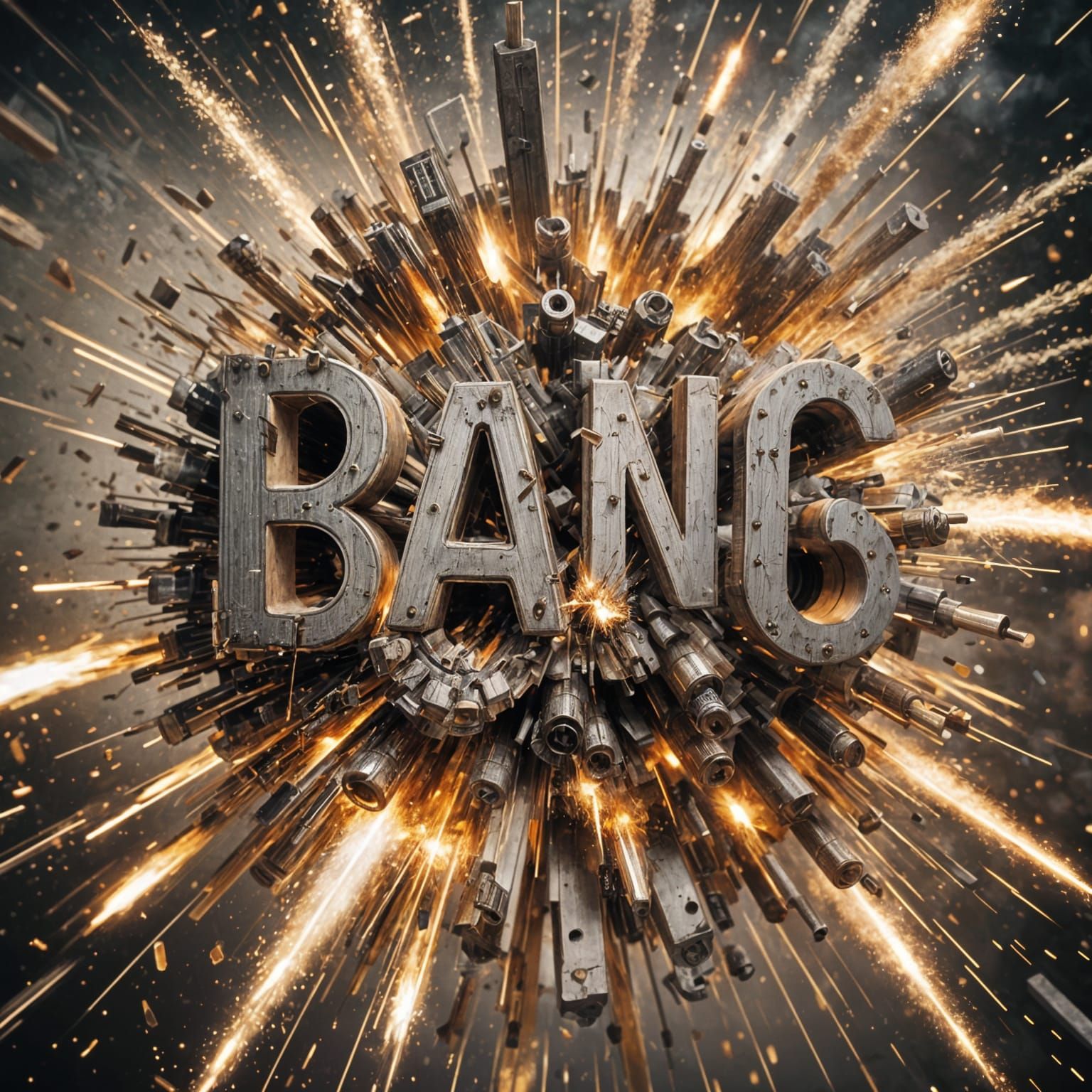 Hyperdetailed Explosion with 'Bang' Text