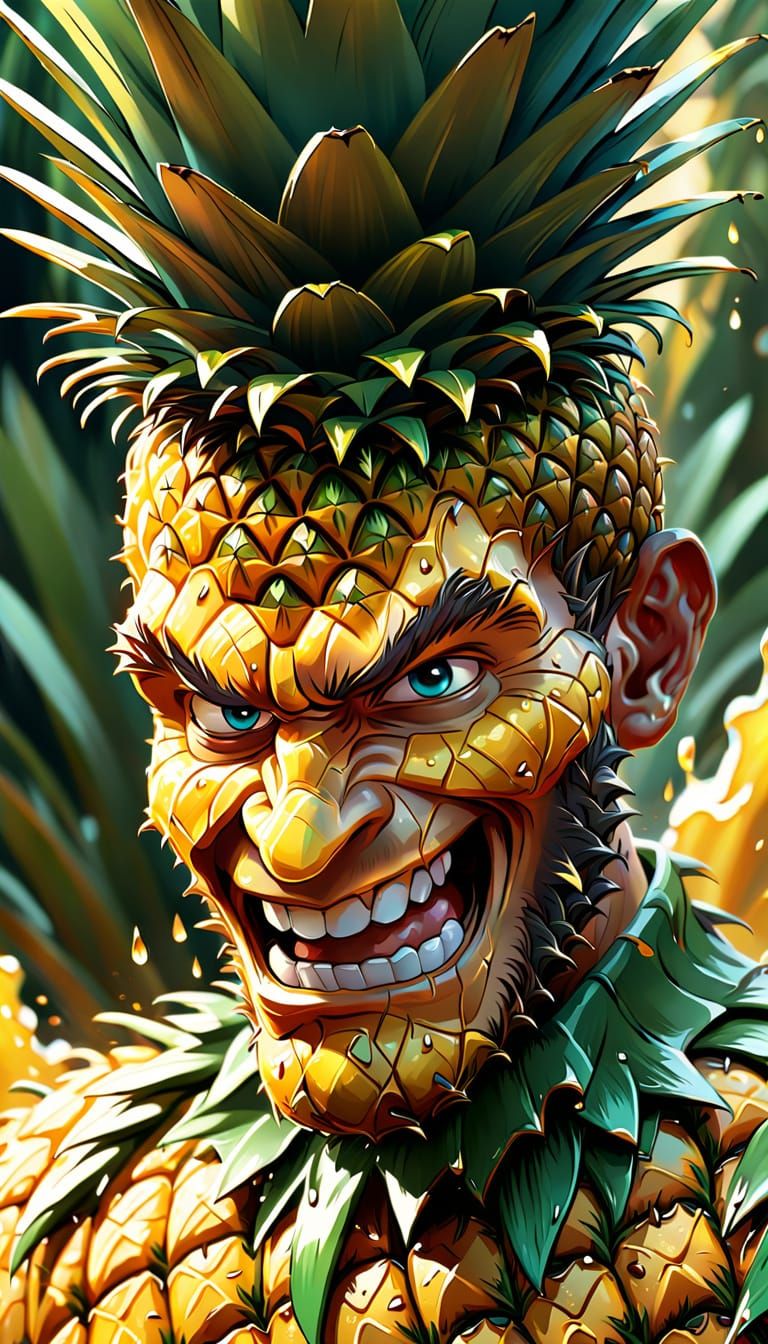 Pineappleman's Fall: A Vibrant Digital Concept Art