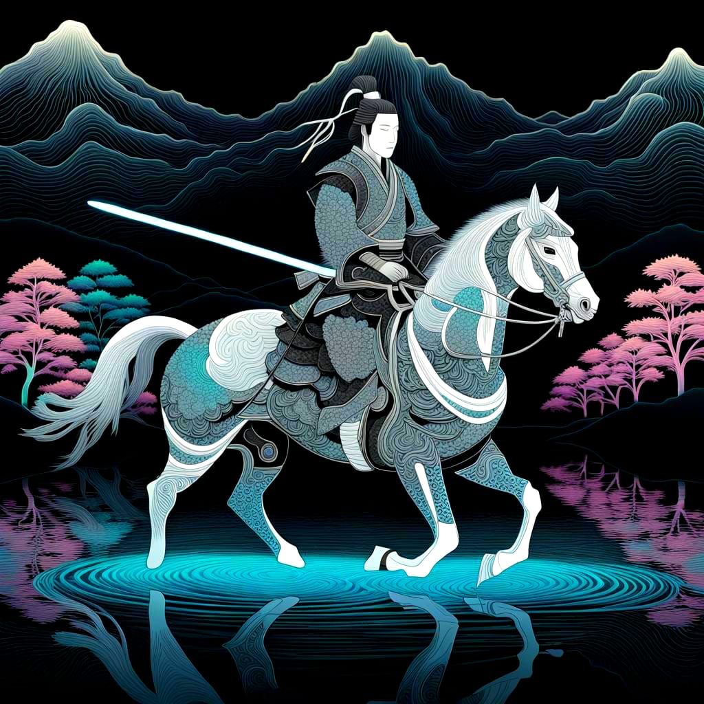 Bioluminescent Samurai on Horseback