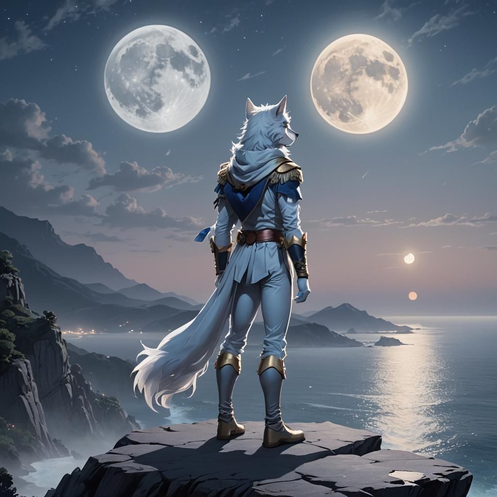 Moonlit Werewolf Manager in Anime Style