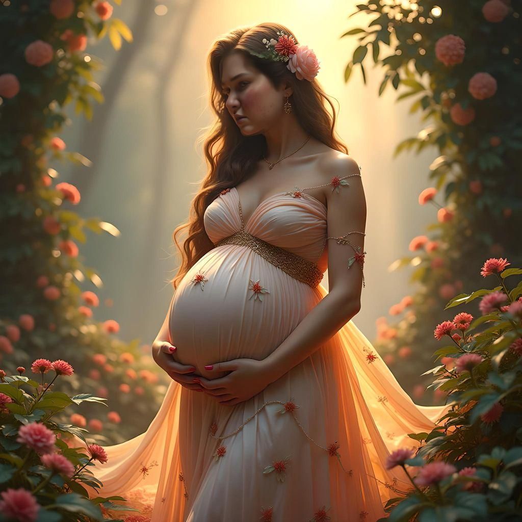 Detailed Matte Painting: Heavily Pregnant Woman