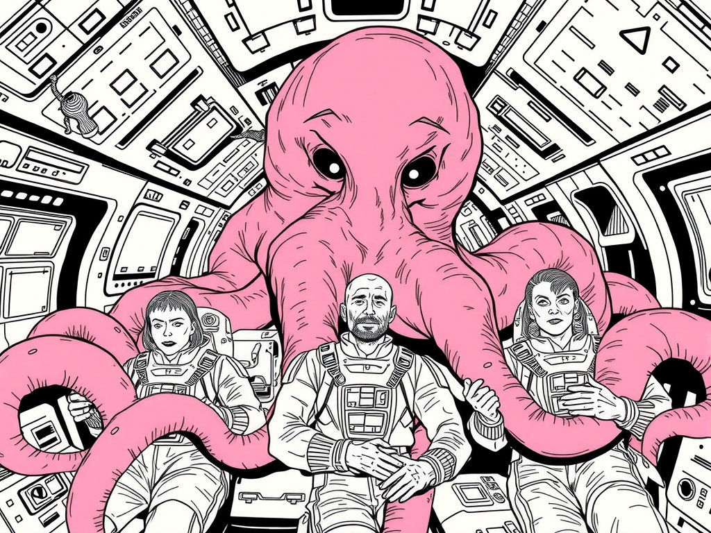 Sci-Fi Comic: Aliens Nurturing Astronauts in Damaged Spacesh...