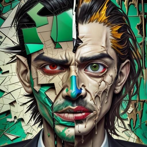 Fragmented Male Face in Surreal Digital Collage