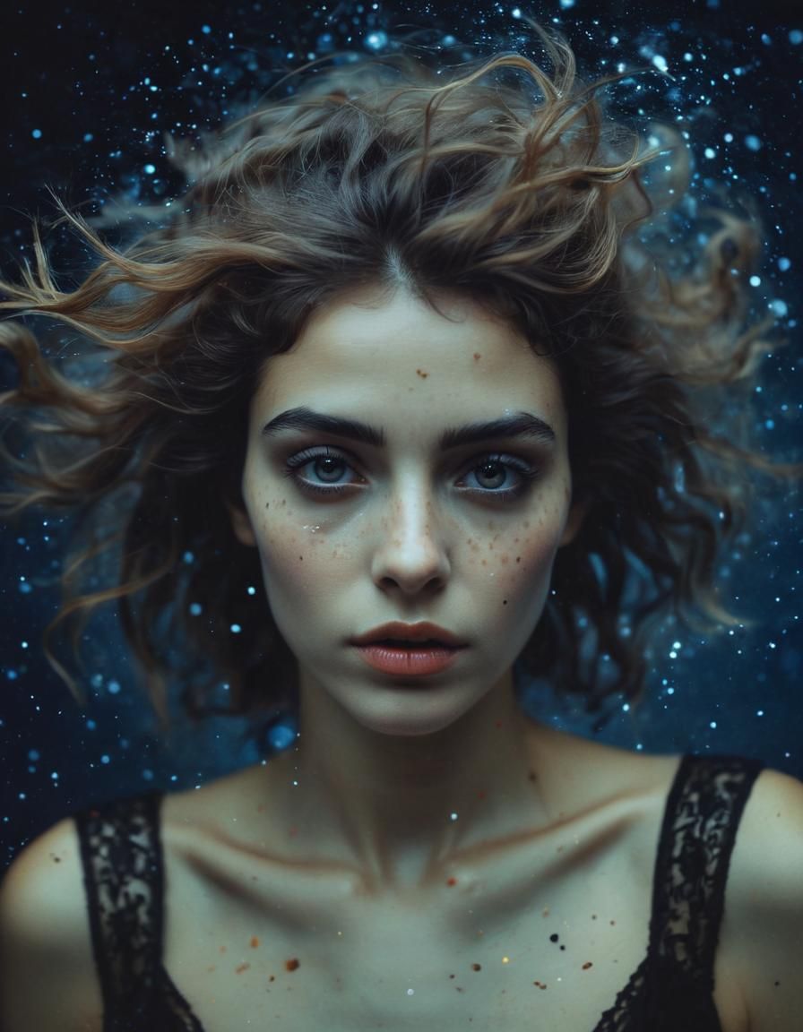 Wind Goddess in Retro Polaroid Style