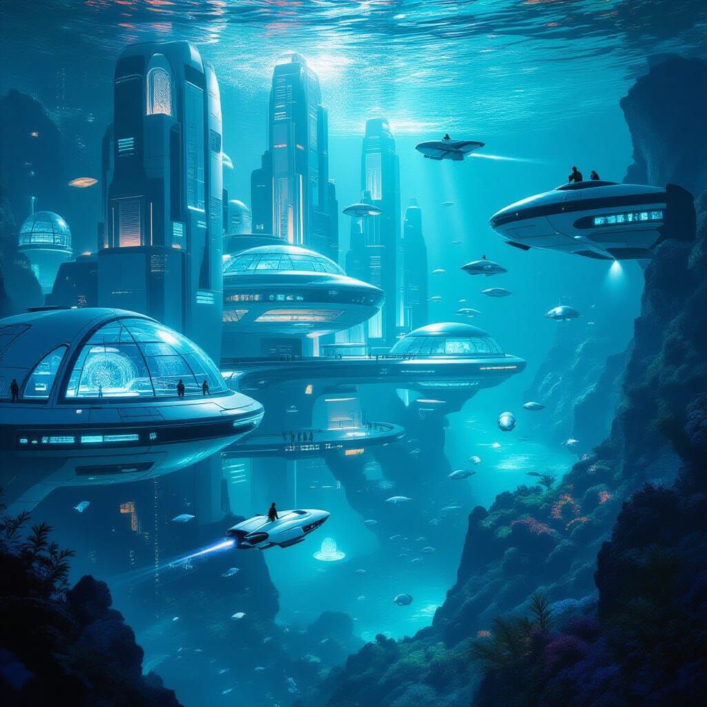Futuristic Underwater City Powered by Bioluminescence