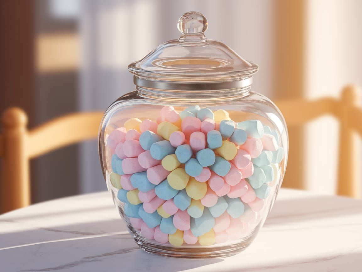 Pastel Marshmallows in Ornate Glass Jar