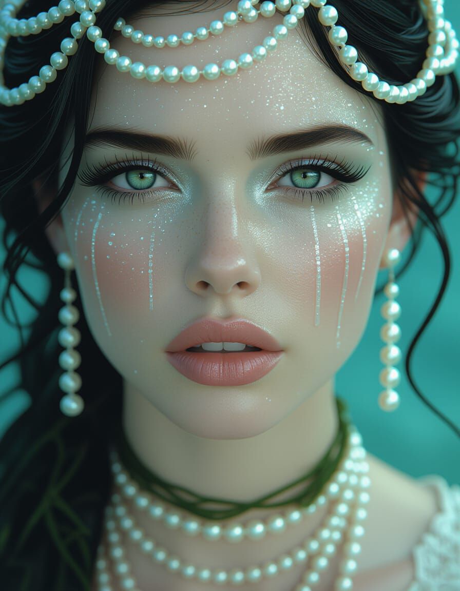 Opalescent Siren Close-Up: A Dramatic Digital Painting