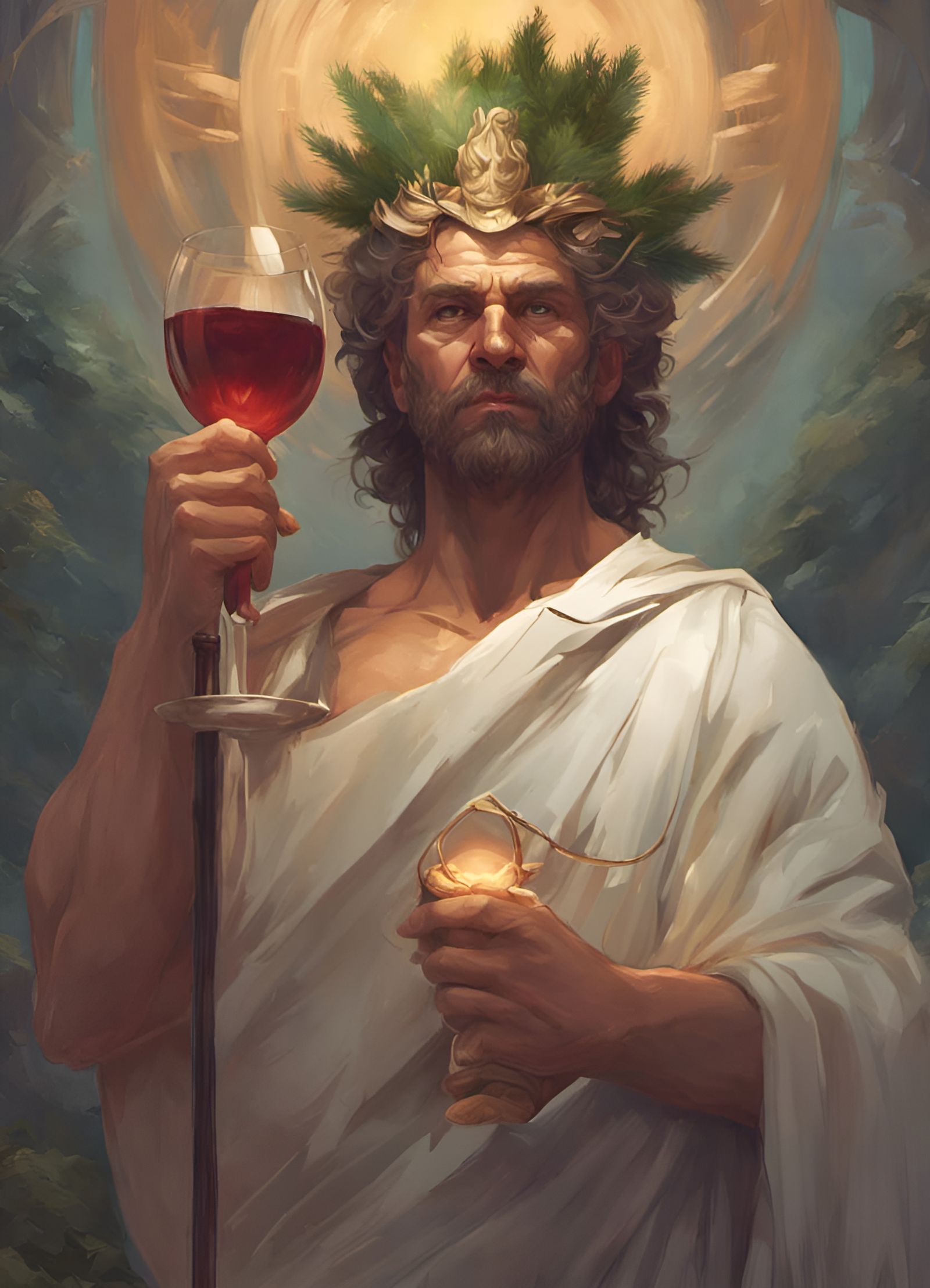 God in Toga Portrait in Art Nouveau Style