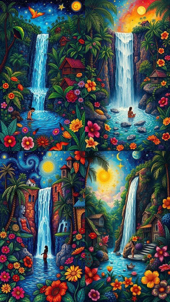 Surreal Amazonian Paradise with Tropical Waterfall and Magic...