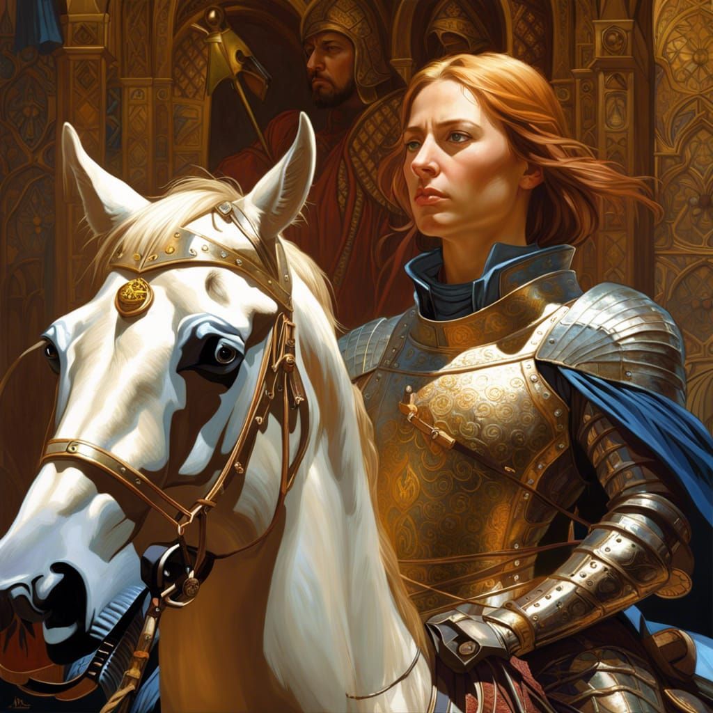 Joan of Arc Portrait: Digital Art on Horseback