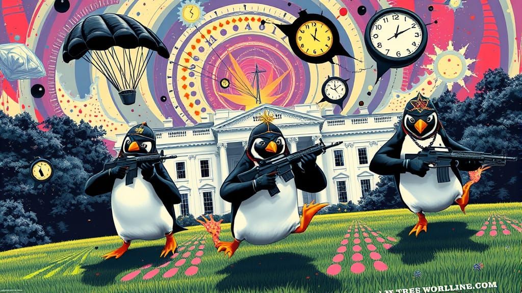 Psychedelic Penguins Descend on the White House in Funk Art ...