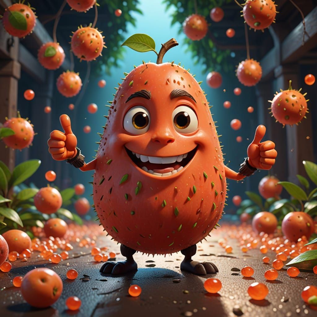 Vibrant Pixar-Style 3D Guava with CGI Seeds in Dynamic Poses