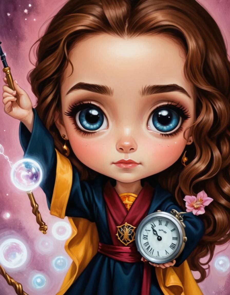 Cute Chibi Hermione Granger Comic Book Portrait