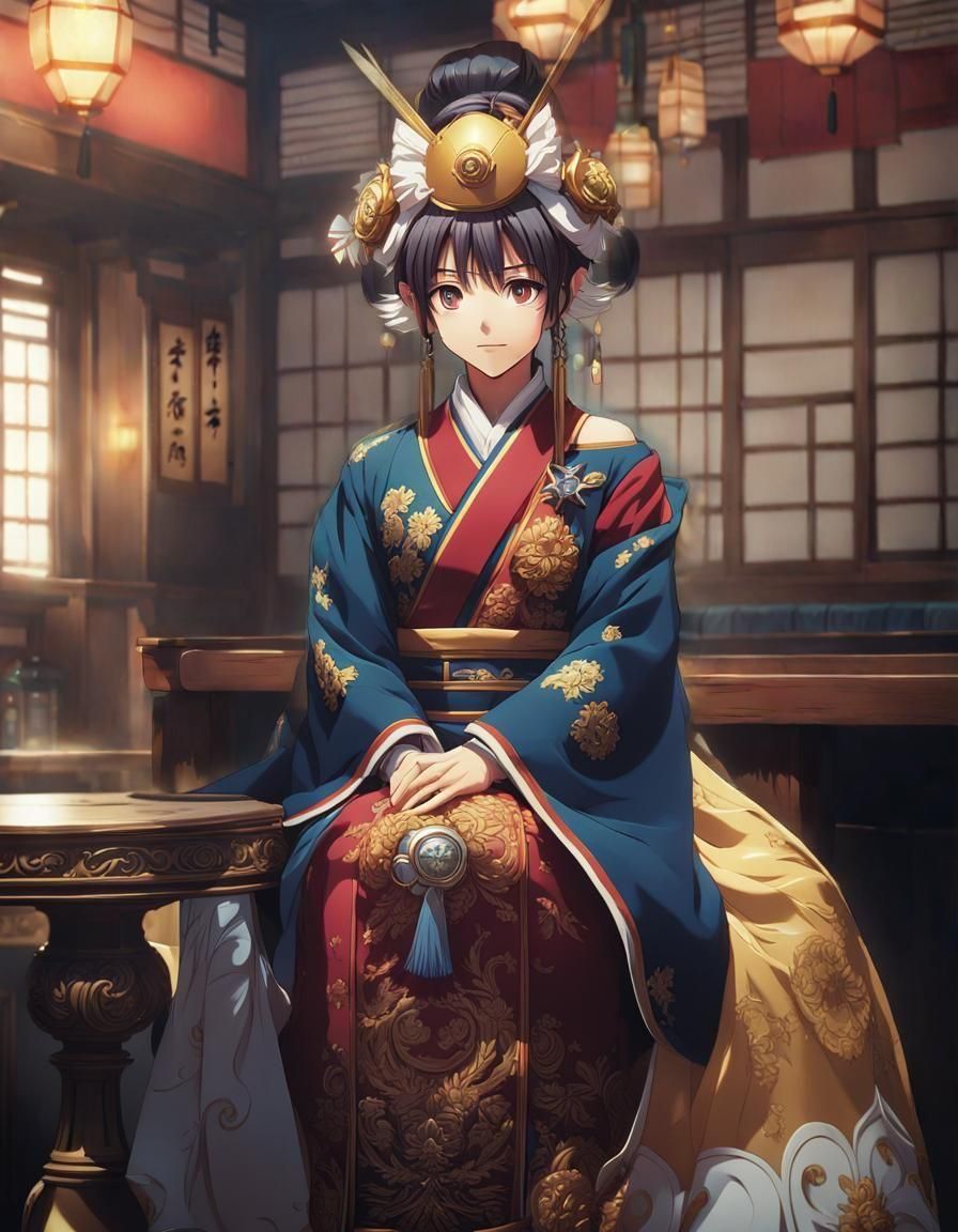 Noble Woman in Tavern: Anime Style Illustration