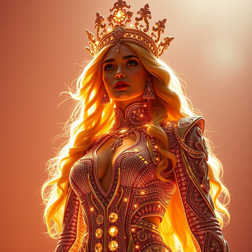 Iranian Goddess Daena in Hyperrealistic Digital Painting