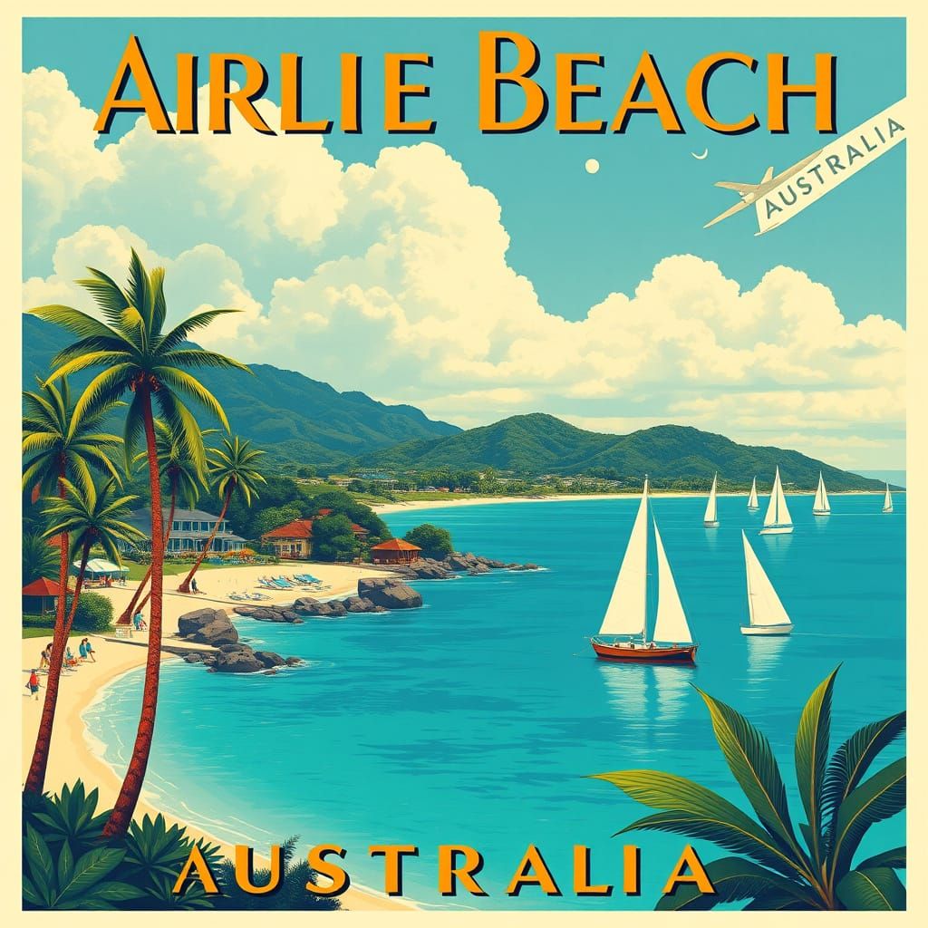 Airlie Beach, Australia: Vintage Travel Poster Art