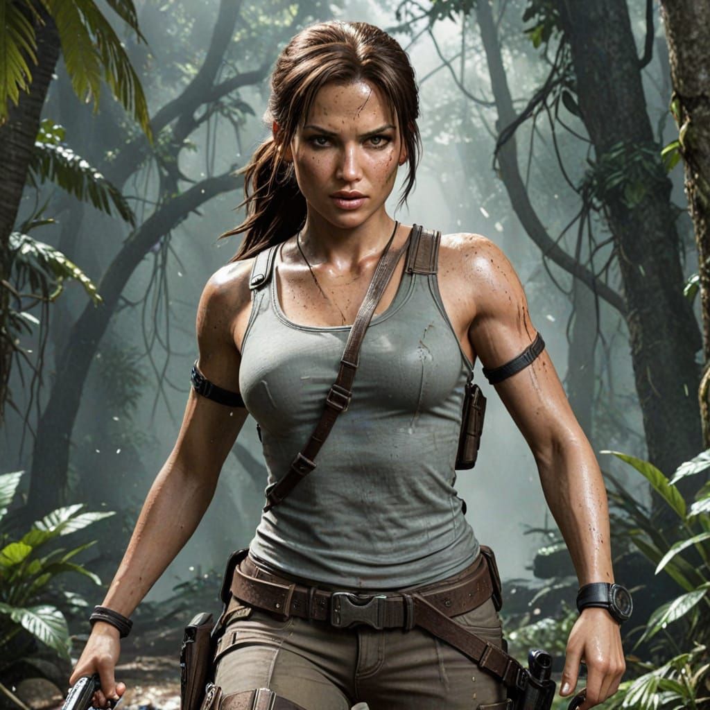 Lara Croft in Dynamic Action Pose
