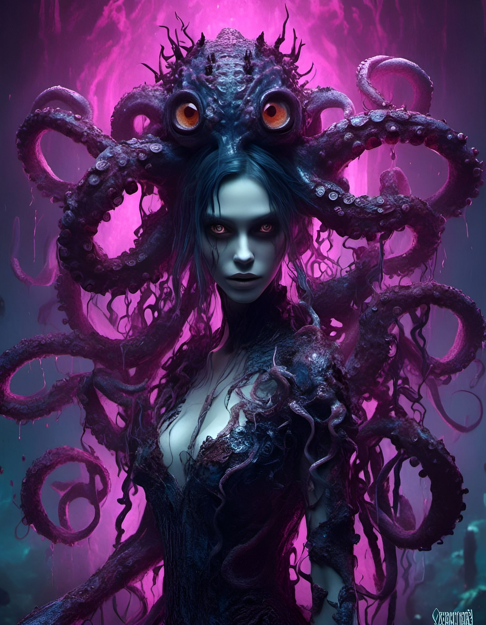 Octopus Hybrid Girl in Fantasy Style